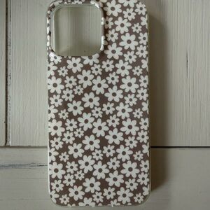iPhone 15 Pro Max Floral Brown and White Phone Case